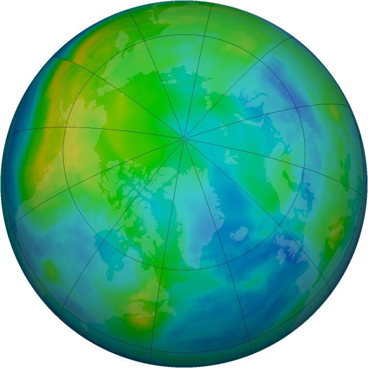 Arctic ozone map for 17 November 1991